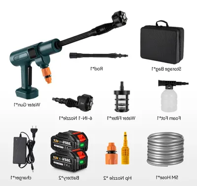 Image de Nettoyeur haute pression - Nettoyeur pour terrasses - Sans fil - 3500W - 200 bars - Réglage de la vitesse - 2 batteries