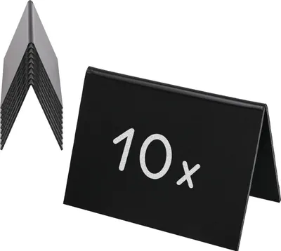 Produktbild von HMF 46413 Tischaufsteller Kreidetafel A-Ständer, 10er Set, Schwarz, 10 x 7,5 cm