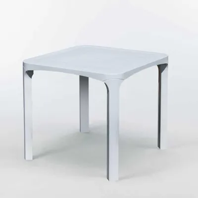 Image de lot de 14 tables hautes carrées Grand Soleil Olè en poly rotin 80x80 cm - Blanc