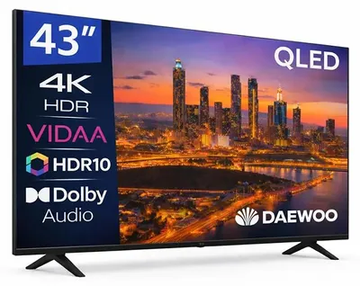 Zdjęcie produktu dla Daewoo 43VB56QV, 109,2 cm (43"), 3840 x 2160 px, QLED, Smart TV, Wi-Fi, Czarny