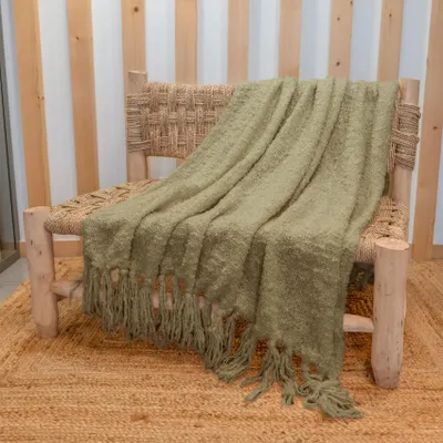Produktbild von Weiche Bouclé-Plaid mit Fransen