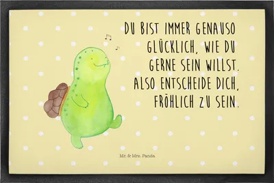 Produktbild von Mr. & Mrs. Panda fußmatte Schildkröte Pfeifen 50 x 75 cm - Gelb Pastell - Geschenk, Trennung, Bodenvorleger, Fröhlich, Gummimatte, Depression, Fußabtreter, Schildkröten