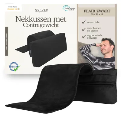 Image de Coussin ergonomique pour le cou, idéal pour canapé et fauteuil, couleur noire