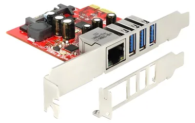 Produktbild von DeLOCK 89382, Eingebaut, Kabelgebunden, PCI Express, Ethernet, 5000 Mbit/s, Grau, Rot
