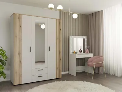 Obrázek produktu pro Šatní skříň 150 cm se zrcadlem DORIEN - kašmír