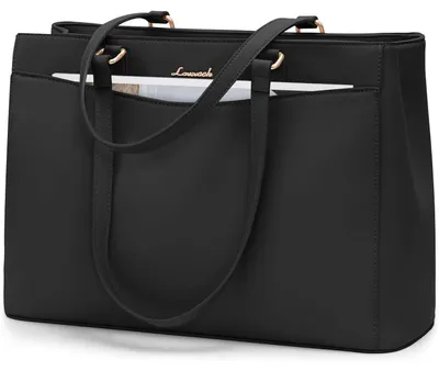 Produktbild von Laptoptasche Damen 15,6 Zoll Schwarz Kunstleder Arbeitstasche Schultertasche