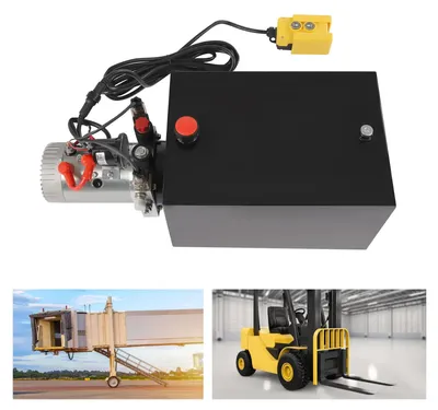 Produktbild von Elektrische Hydraulikpumpe - Hydraulikaggregat 12V DC - 18,9 l Tank - 2850 U/min - M18×1,5 + SAE6 1,43 cm Anschlüsse - Stahl - EU-Stecker - Schwarz