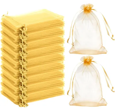 Organza-Beutel 100 Stück, 10x15 cm, Gold, für Geschenke