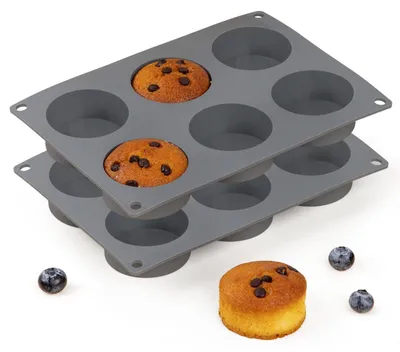Obrázok produktu pre 2 ks silikónových formičiek na muffiny, 6-dielna, s nepriľnavou povrchovou úpravou, bez BPA