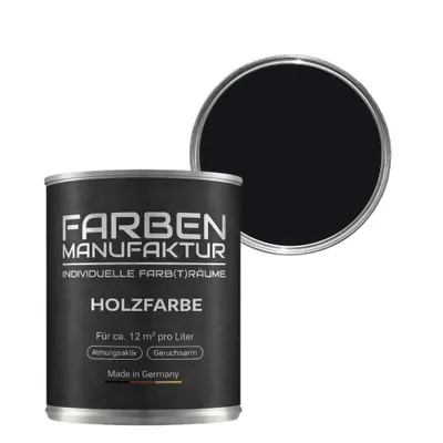 Produktbild von Farben Manufaktur Holzfarbe Wetterschutzfarbe Holzlack RAL deckend 5L - ca. RAL 9005 Tiefschwarz