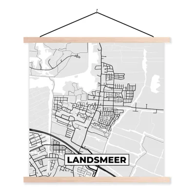 Obrázek produktu pro MuchoWow® Textilní plakát - Mapa města - Landsmeer - Mapa - Mapa - 90x90cm - S hnědými lamelami