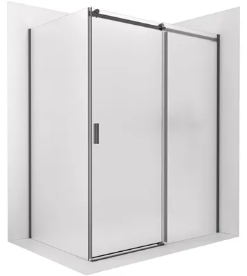 Produktbild von Duschkabine Santoro – rechts – 6 mm – Schwarz matt, Milchglas – 100x100 cm – Schiebetür