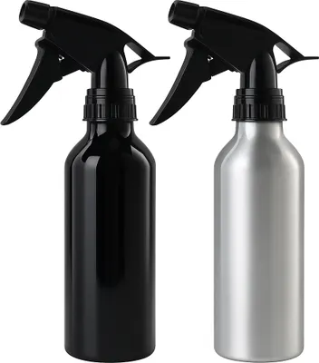 Produktbild von 2er Set Sprühflaschen / Zerstäuber 200 ml – Aluminium Silber & Schwarz