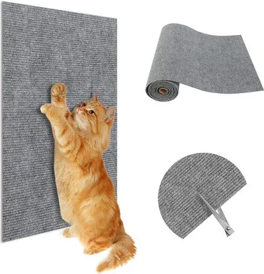 Produktbild von Famanu Katzenkrabmatte 40 cm x 2 m - Schutz für Möbel und Sofas - Graue Katzenmatte