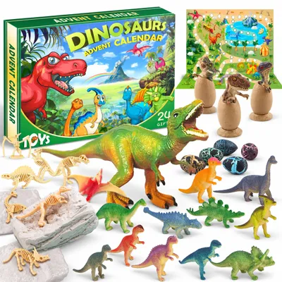 Imagen del producto de Calendario de Adviento de dinosaurios - Calendario de cuenta regresiva de 24 días