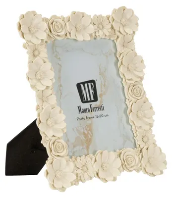 Produktbild von Bilderrahmen Blütenrelief Polyresin 15 x 20 cm Creme Mauro Ferretti