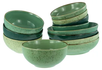 Produktbild von CreaTable, 24224, Nature Collection Green LIfe, Bowl Set 12-tlg, Steinzeug