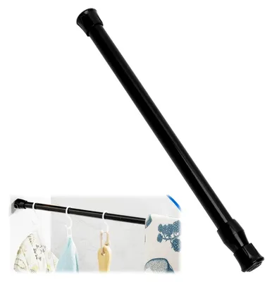 Produktbild von Teleskopstange für Vorhänge 25-40 cm, schwarze Klemm-Gardinenstange ohne Bohren