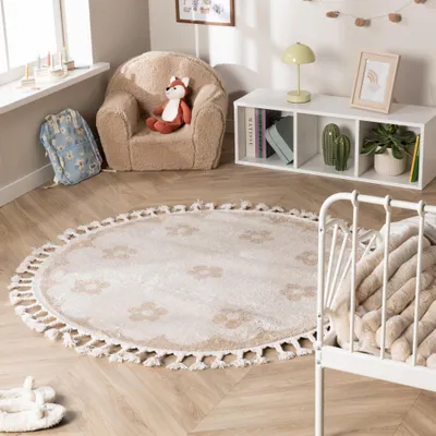 Produktbild von Volero - Waschbarer Kinderteppich Rund - Moos Flower Creme - Ø 230cm - Kinderzimmer, Babyzimmer, Jugendzimmer