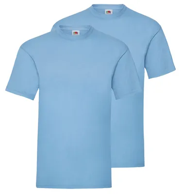 Produktbild von Doppelpack Fruit of the Loom Valueweight T-Shirt + GRATIS MyShirt Stoffbeutel Farbe: pastellblau Größe: L