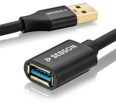 Zdjęcie produktu dla Przedłużacz USB 3 m, wtyk typu A / gniazdo typu A, kabel danych USB 3.0, 5 Gb/s, SEBSON