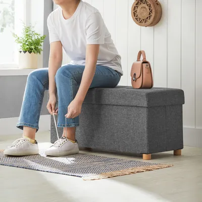 Immagine prodotto di Sgabello SONGMICS, 77L, cassapanca pieghevole, contenitore, grigio scuro