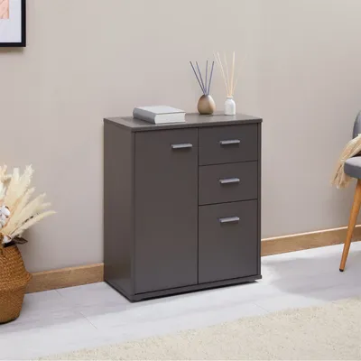 Produktbild von Kommode LOCARNO Highboard Bürokommode mit 2 Schubladen und 2 Türen in grau anthrazit