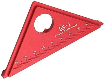 Immagine prodotto di Goniometro in alluminio da 45 gradi - Lavorazione del legno - Squadra - Strumento di misurazione - Portatile - Alta precisione - Righello per misurazioni