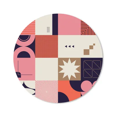 Produktbild von MuchoWow® Mauspad Mousepad Formen - Vintage - Geometrie - Muster 20x20 cm - Mousepads - Maus Mat - Pad - Mausunterlage - Schreibtischmatte