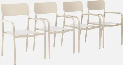 Immagine prodotto di Set 4 sedie da giardino impilabili in alluminio e textilene, Beige