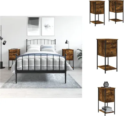 Obrázek produktu pro vidaXL Noční stolky 2 ks. Kouřový dub 32x42x70 cm materiál na bázi dřeva - Noční stolky