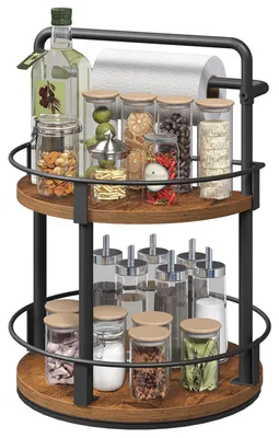 Immagine prodotto di Scaffale girevole per spezie - Organizer da cucina vintage, color marrone e nero