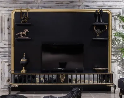 Produktbild von Casa Padrino Luxus Barock TV Schrank Schwarz / Gold - Prunkvolles Wohnzimmer Sideboard mit Rückwand - Barock Wohnzimmer Möbel