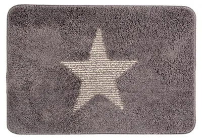 Produktbild von Clayre & Eef Badematte 58x38x1 cm Grau Polyester Stern