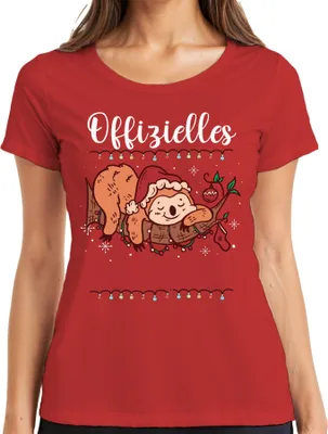 Produktbild von Offizielles Schlafshirt Faultier Weihnachten - Weihnachtsgeschenk Christmas Damen T-Shirt, Rot, XL
