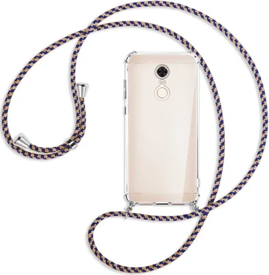 Produktbild von Handykette Backcover-Schutzhülle mit Band (Metall silberfarben) für Xiaomi Redmi 5 Plus - blau+beige