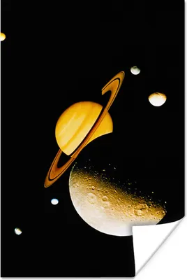 Produktbild von MuchoWow® Poster Saturn und seine Monde 60x90 cm - Wanddekoration