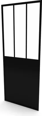Image de Paroi de retour type atelier 80x200cm - PAROI DE RETOUR - PROFILE NOIR MAT - verre transparent 5mm