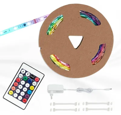 Zdjęcie produktu dla Taśma LED RGB zdalnie ściemniana 24W biała plastikowa Briloner