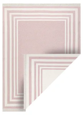 Zdjęcie produktu dla Dywan TWIN 22990 Ramka bawełna, dwustronny, Ekologiczny frędzle - / krem różowy 140x190 cm