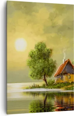 Produktbild von Bild auf Leinwand - Leinwandbild - Einteilig - Boot Wasser Hütte - 80x120cm - Wand Bild - Wanddeko - Wandbilder - Leinwanddruck - Wanddekoration - Leinwand bilder - Wandbild - PA80x120-3498