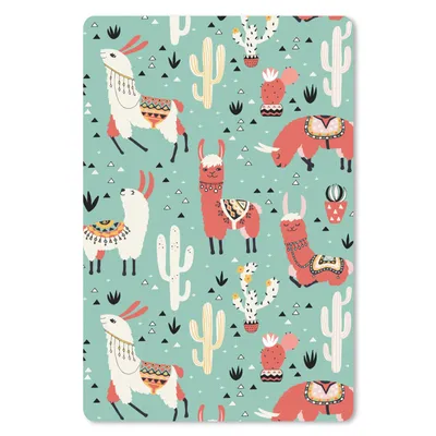 Produktbild von MuchoWow® Mauspad Mousepad Lama - Muster - Kaktus 18x27 cm - Mousepads - Maus Mat - Pad - Mausunterlage