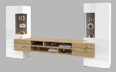 Produktbild von Set aus TV-Möbel und 2 Schränken Akram Weiß und Holz