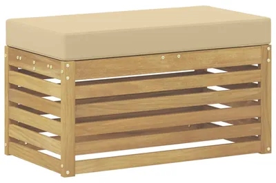 Image de Banc de Jardin Blanc 80 x 43 x 45 cm Bois d'Acacia Massif