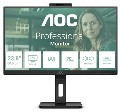Obrázok produktu pre AOC 24P3QW, 60,5 cm (23.8"), 1920 x 1080 px, Full HD, 4 ms, Čierna