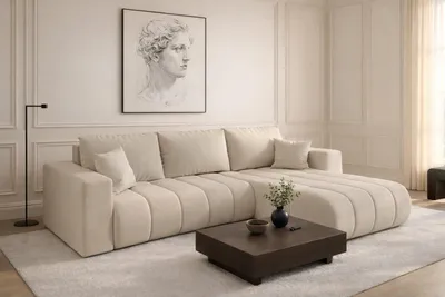 Produktbild von Kaiser Möbel Ecksofa mit schlaffunktion und bettkasten MILO PREMIUM, stoff WIND, Beige, Rechts