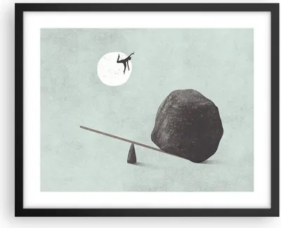 Produktbild von Gerahmtes Poster - Schwarzer Rahmen - Stein Hebel Physik - 50x40 cm - Wand Bild - Wanddeko - Wandbilder - Kunstposter - Wandposter - Bilderrahmen - Bilder - Kunstdruck - P2BAA50x40-4755