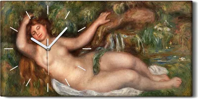 Produktbild von Küchenuhr Bürouhr Leinwand Uhr 60x30 Malerei Nackte Frauen Mädchen Bäume Kunst - weiße Hände