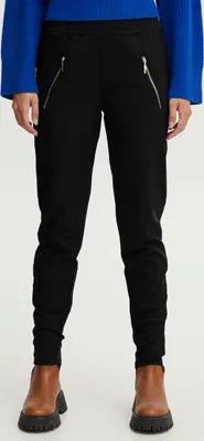 Image de Pulz PZKIRA HW Pant - Pantalon pour femme, pantalon en tissu, pantalon de survêtement avec taille élastiquée et poches zippées, coupe slim