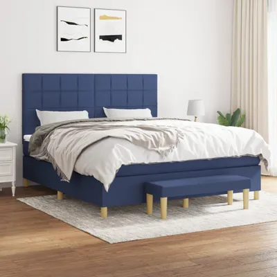 Produktbild von The Living Store Boxspringbett mit Matratze Blau 180x200 cm Stoff